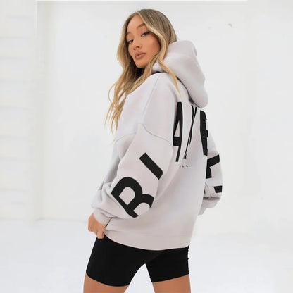 Women’s Casual Printed Pullover Hoodie – Autumn Winter Loose Fit Sweatshirt