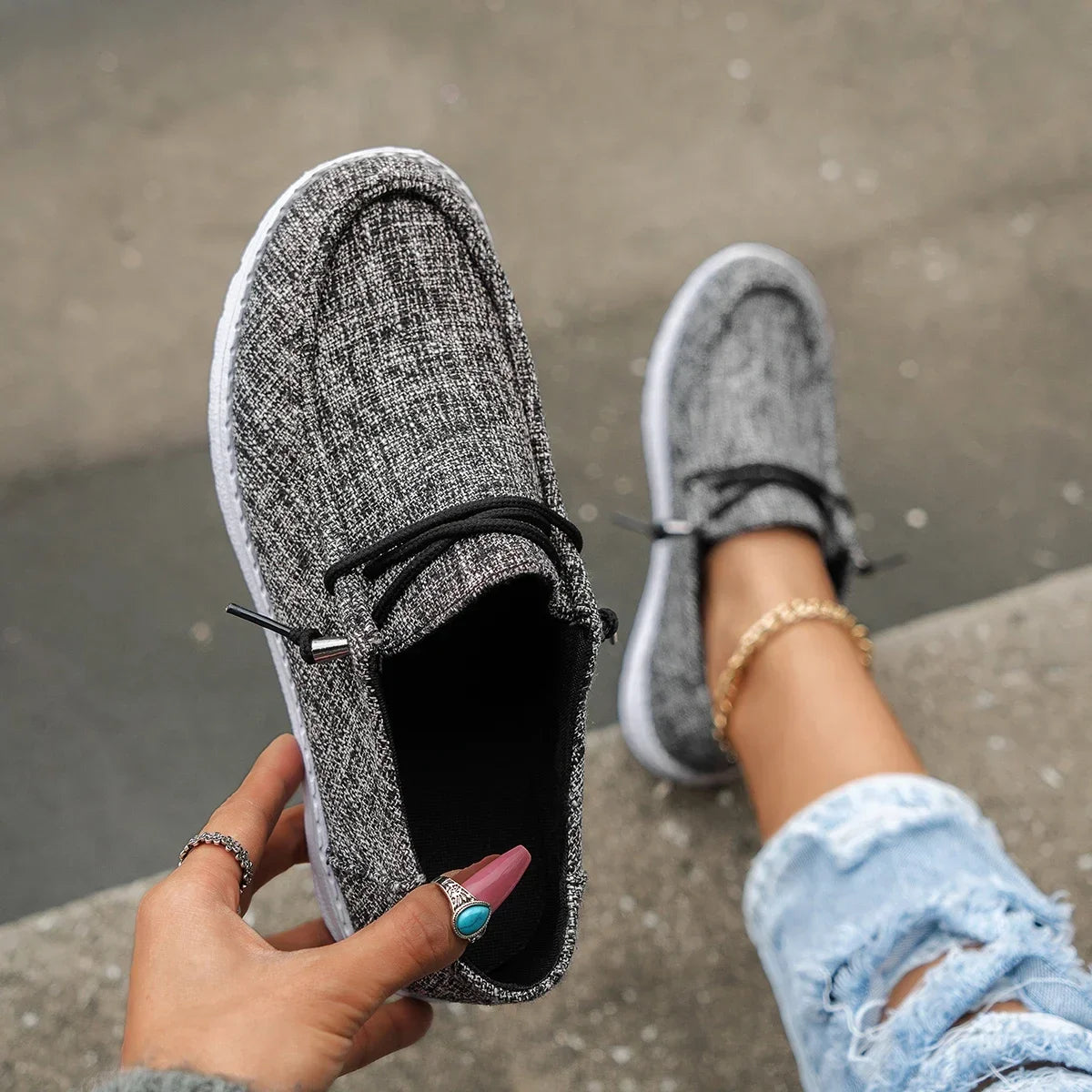 Knut Elgvin™ 2024 Women’s Casual Lace-Up Shoes – Lightweight PU Flats for Everyday Comfort