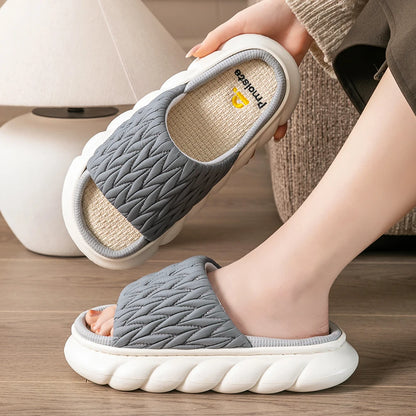 Women’s Woven Platform Slippers – Memory Foam Comfort Slides