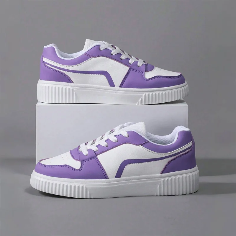 Women’s PU Leather Sneakers – Lightweight Lace-Up Casual Shoes for Spring/Autumn