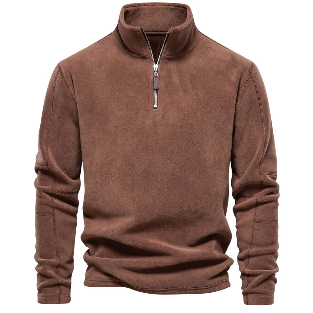 AIOPESON Men’s Thick Fleece Pullover – Turn-Down Collar Winter Sweatshirt