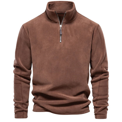AIOPESON Men’s Thick Fleece Pullover – Turn-Down Collar Winter Sweatshirt