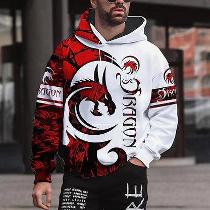 3D Dragon Graphic Hoodie for Men – Lightweight Pullover Streetwear Sweatshirt