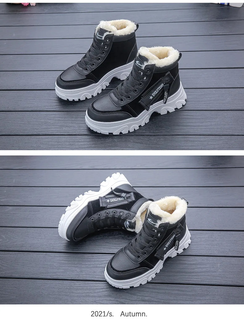 Loom & Soul Women’s Warm Winter Boots – British Style Thick-Soled Ankle Boot