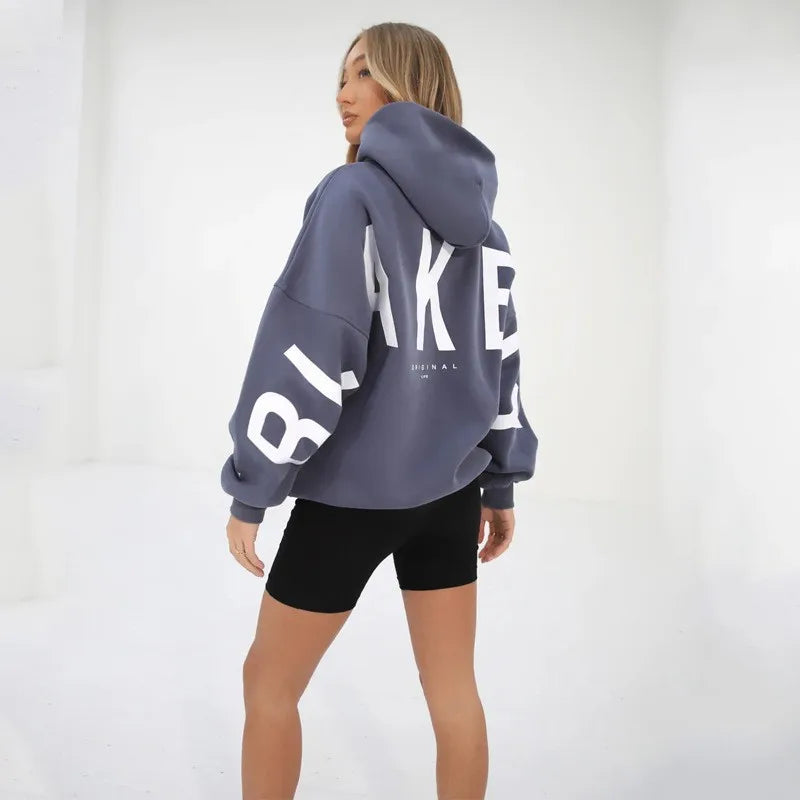 Women’s Casual Printed Pullover Hoodie – Autumn Winter Loose Fit Sweatshirt