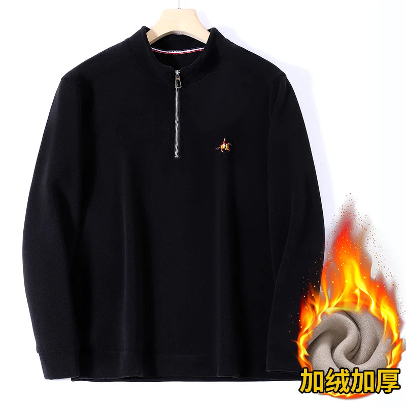 Men’s Stand Collar Zip Pullover – Smart Casual Fleece Sweatshirt Autumn 2025