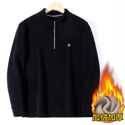 Men’s Stand Collar Zip Pullover – Smart Casual Fleece Sweatshirt Autumn 2025