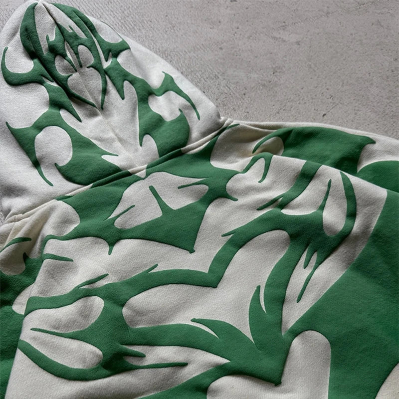 Lipswag Geometric Zip Hoodie – Men’s Y2K Streetwear Casual Hooded Sweatshirt