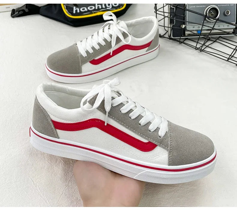 Men’s Checkered Canvas Sneakers – Lightweight Lace-Up Casual Shoes