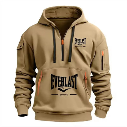 Men’s Printed Fleece Hoodie – Casual Zip-Up Streetwear Sweatshirt for Spring & Autumn