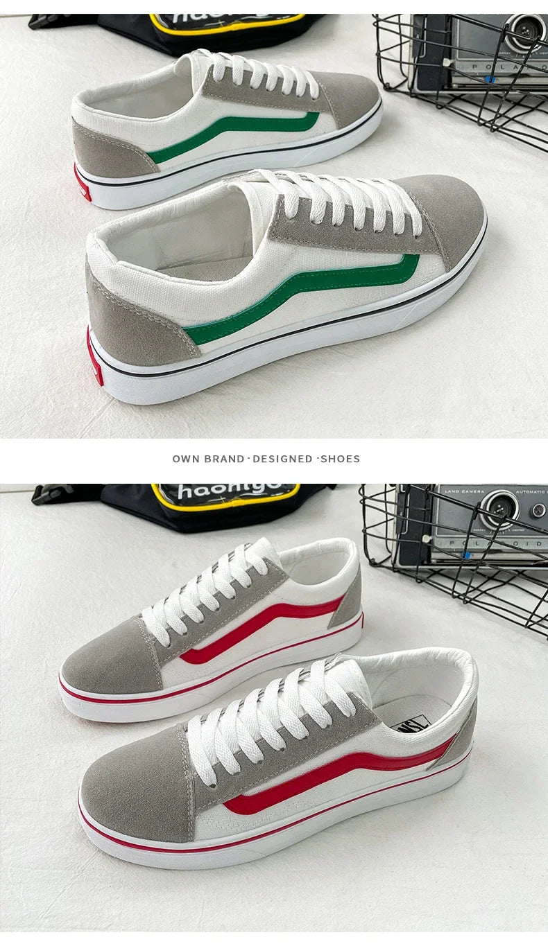 Men’s Checkered Canvas Sneakers – Lightweight Lace-Up Casual Shoes