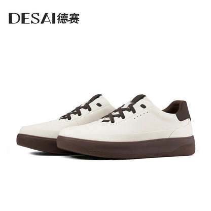 Desai™ DS3097 Men’s Leather Casual Shoes – Lightweight Breathable Soft Sole Sneakers