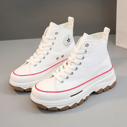 Loom & Soul Women’s High-Top Canvas Sneakers – Platform Vulcanized Style