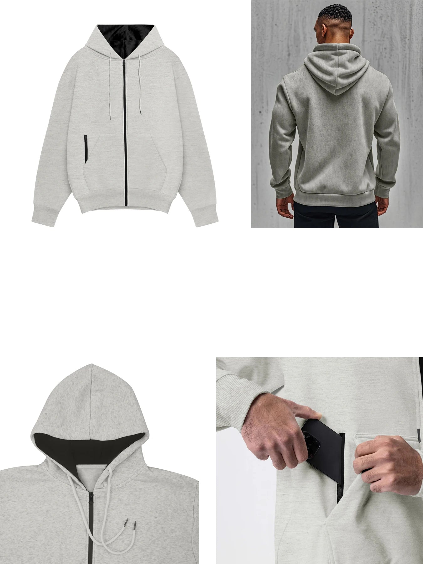 Men’s Fleece Zip Hoodie – Soft Comfort Fit Long Sleeve Sports Sweatshirt