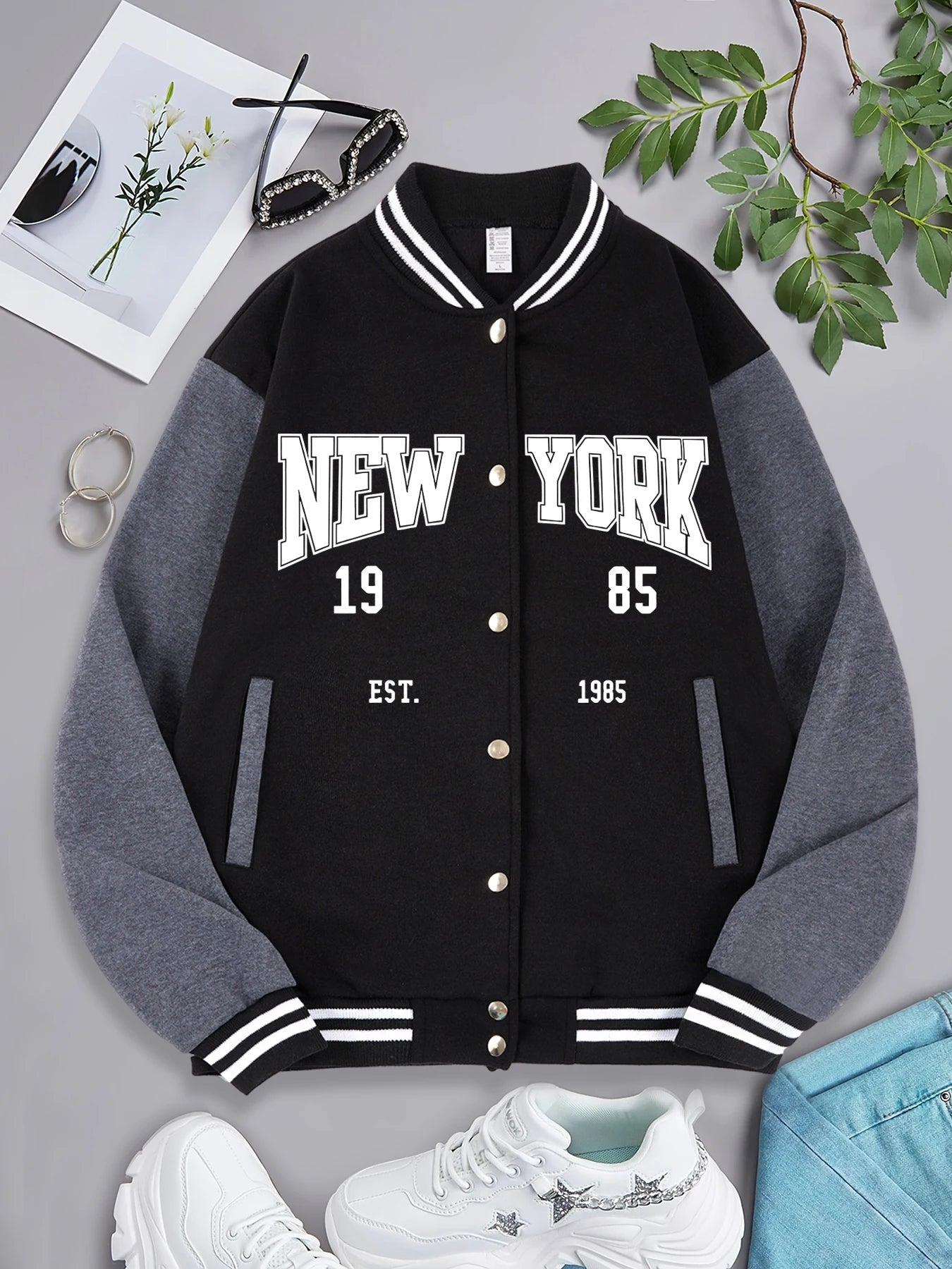 Loom & Soul “New York 1985” Women’s Baseball Jacket – Hip Hop Streetwear Coat