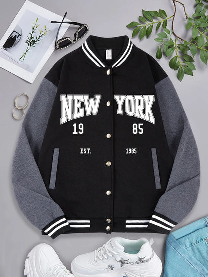 Loom & Soul “New York 1985” Women’s Baseball Jacket – Hip Hop Streetwear Coat