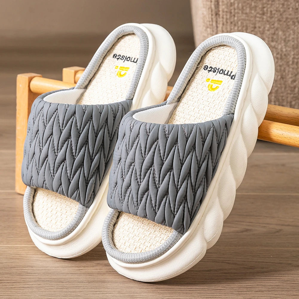 Women’s Woven Platform Slippers – Memory Foam Comfort Slides