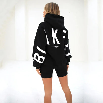 Women’s Casual Printed Pullover Hoodie – Autumn Winter Loose Fit Sweatshirt