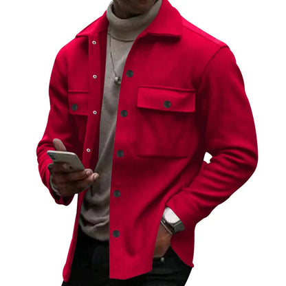 Loom & Soul Men’s Winter Fleece Lapel Jacket – Slim Fit Single-Breasted Coat