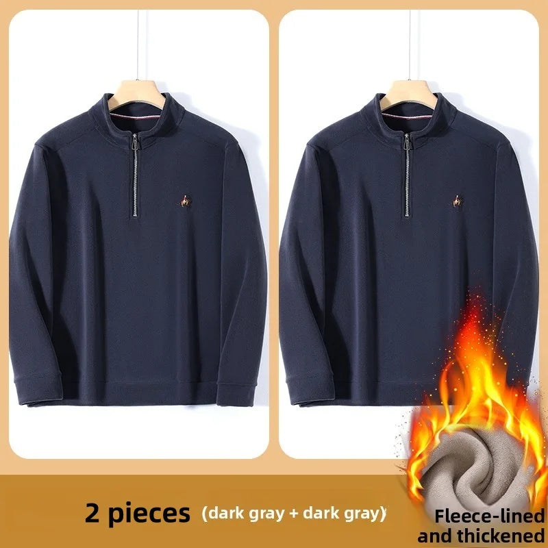 Men’s Stand Collar Zip Pullover – Smart Casual Fleece Sweatshirt Autumn 2025