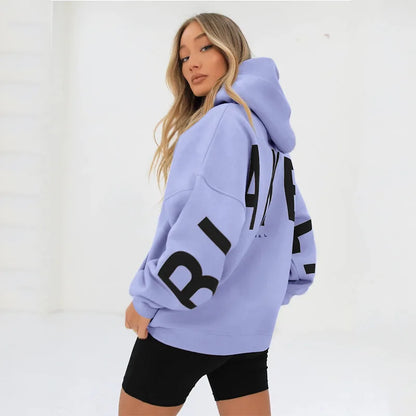 Women’s Casual Printed Pullover Hoodie – Autumn Winter Loose Fit Sweatshirt
