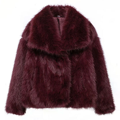 HH LuxeFur™ Faux Fur Lapel Jacket – Elegant Warmth for Autumn & Winter 2025