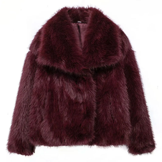 HH LuxeFur™ Faux Fur Lapel Jacket – Elegant Warmth for Autumn & Winter 2025