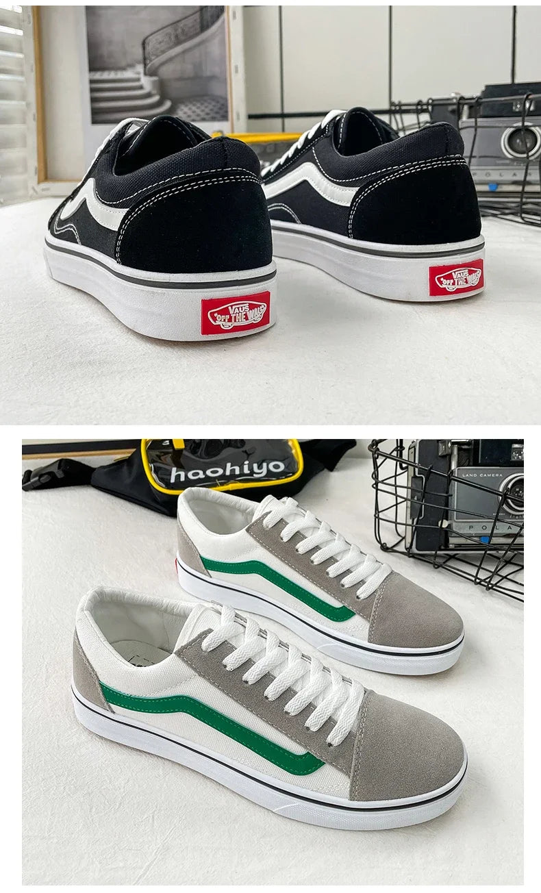 Men’s Checkered Canvas Sneakers – Lightweight Lace-Up Casual Shoes