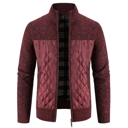 Loom & Soul Men’s Checkered Knit Fleece Jacket – Luxury Hooded Winter Cardigan