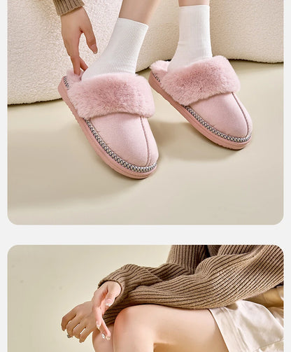 Smile Popcorn™ Fluffy Winter Slippers – Faux Fur Warm Indoor Comfort Slides for Women