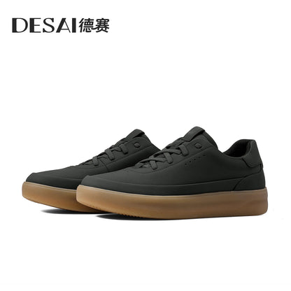 Desai™ DS3097 Men’s Leather Casual Shoes – Lightweight Breathable Soft Sole Sneakers