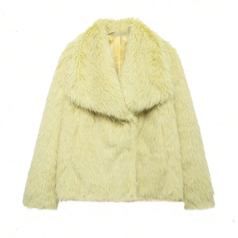 HH LuxeFur™ Faux Fur Lapel Jacket – Elegant Warmth for Autumn & Winter 2025