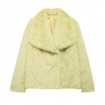HH LuxeFur™ Faux Fur Lapel Jacket – Elegant Warmth for Autumn & Winter 2025