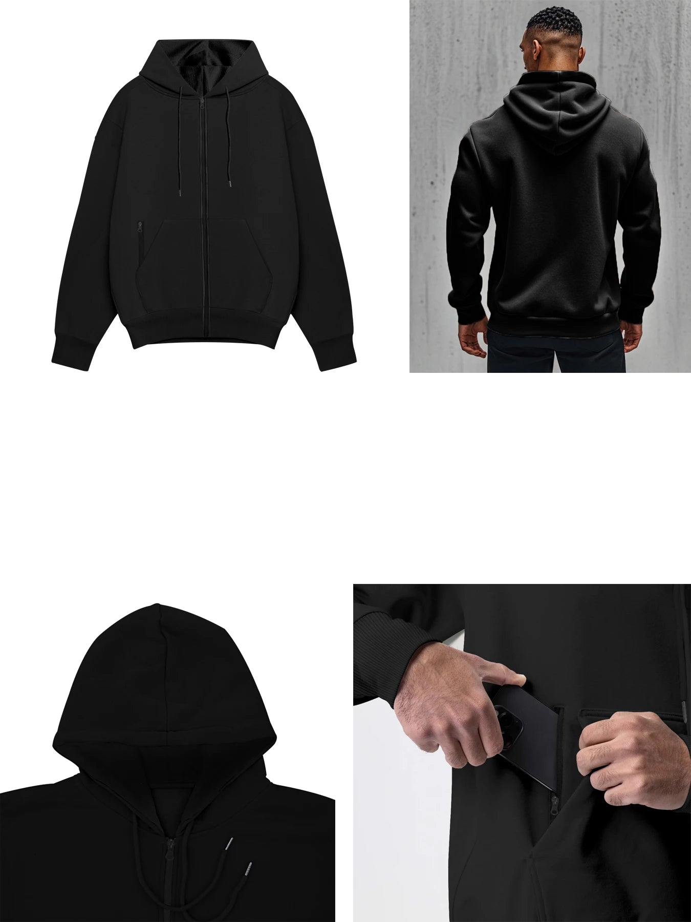 Men’s Fleece Zip Hoodie – Soft Comfort Fit Long Sleeve Sports Sweatshirt