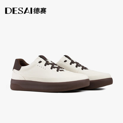Desai™ DS3097 Men’s Leather Casual Shoes – Lightweight Breathable Soft Sole Sneakers