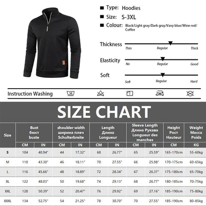 WHWR Men’s Long Turtleneck Zip Pullover Hoodie – Casual Spring & Autumn Sweatshirt