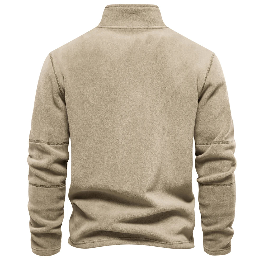 AIOPESON Men’s Thick Fleece Pullover – Turn-Down Collar Winter Sweatshirt