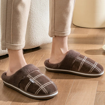Men’s Cozy Flannel Memory Foam Slippers – Winter Comfort Slip-On