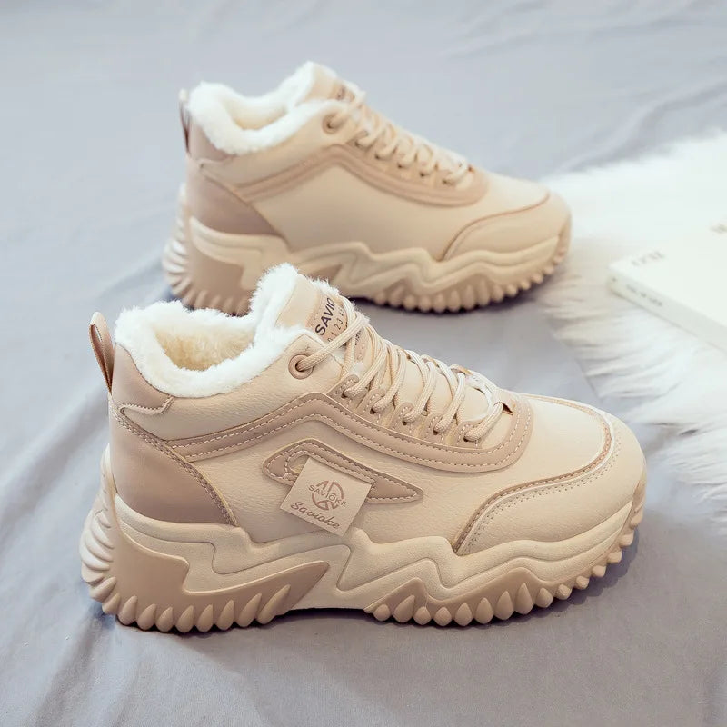 Loom & Soul Women’s High-Top Platform Sneakers – Warm Cotton Winter Shoes