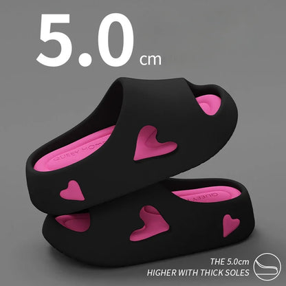 Women’s Love Heart Cloud Slippers – Non-Slip EVA Platform Sandals Indoor/Outdoor