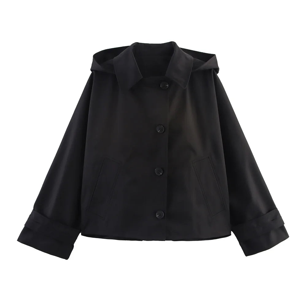 EleganceEase™ Hooded Lapel Jacket – Timeless Autumn Style, Effortless Confidence