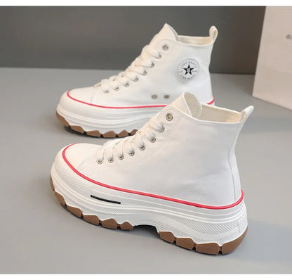 Loom & Soul Women’s High-Top Canvas Sneakers – Platform Vulcanized Style