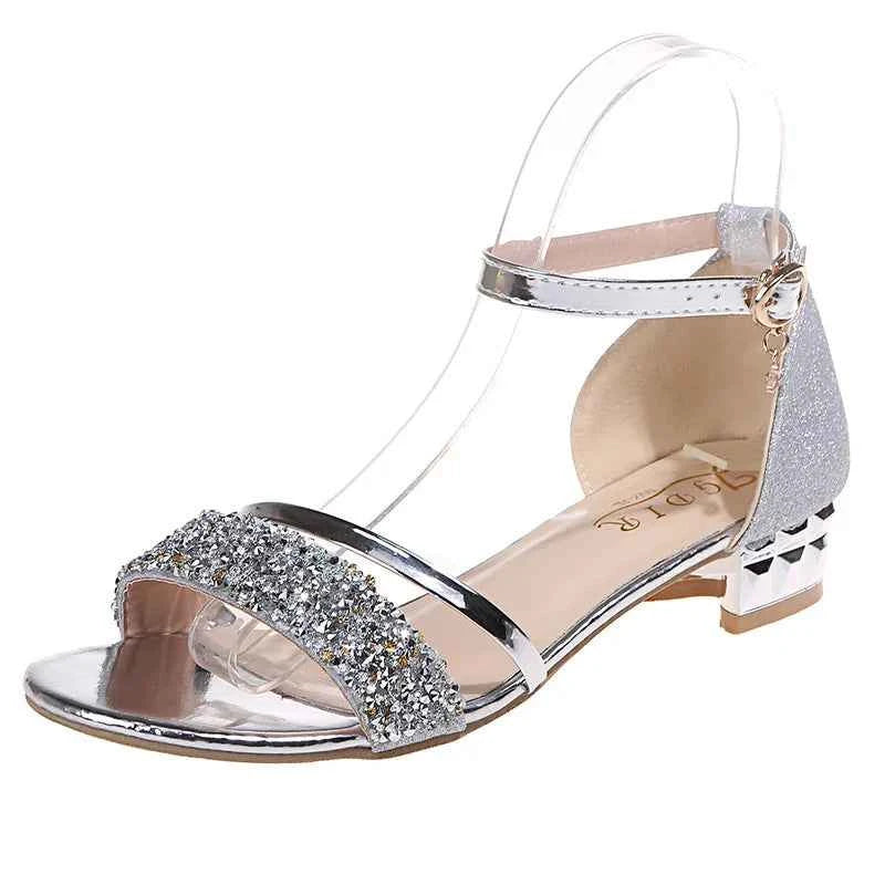 Luxe Gold & Silver Heeled Sandals – Elegant Open Toe Style