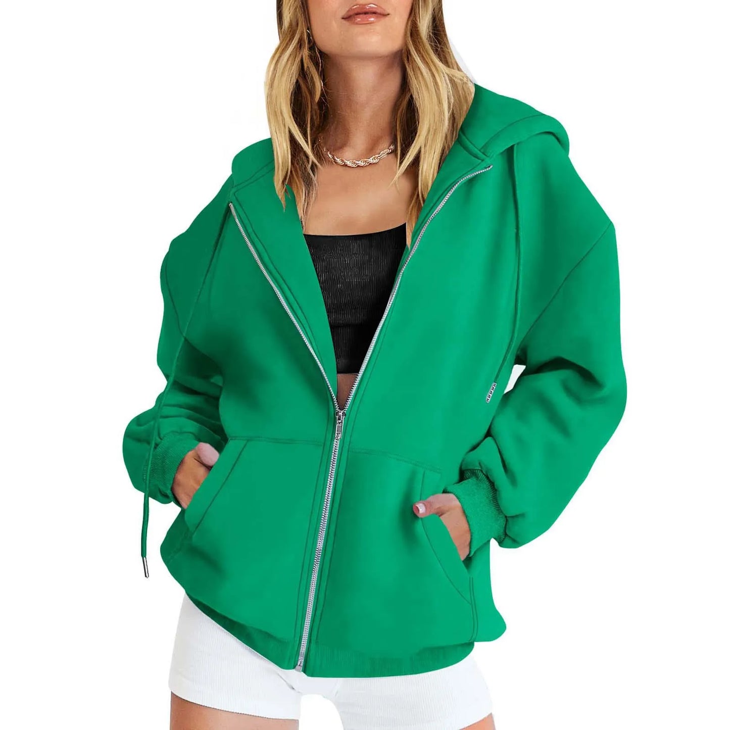 Women’s Casual Zip Up Hoodie with Pockets – Autumn Winter Fashion Jacket