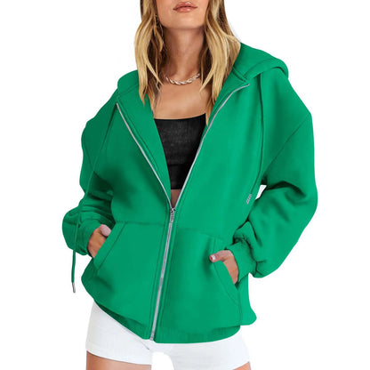 Women’s Casual Zip Up Hoodie with Pockets – Autumn Winter Fashion Jacket