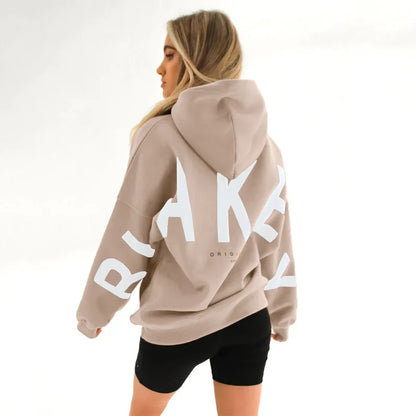 Women’s Casual Printed Pullover Hoodie – Autumn Winter Loose Fit Sweatshirt