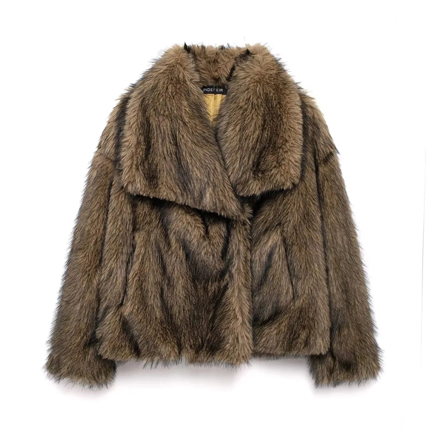 HH LuxeFur™ Faux Fur Lapel Jacket – Elegant Warmth for Autumn & Winter 2025
