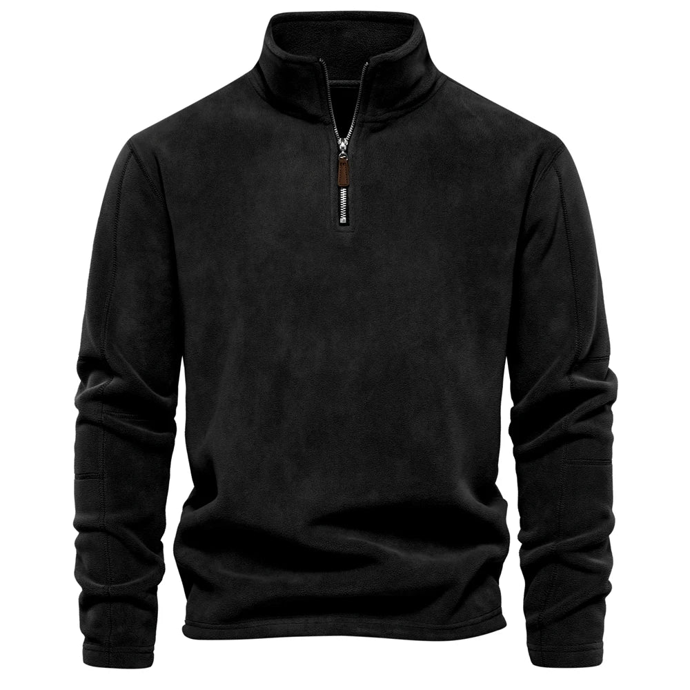 AIOPESON Men’s Thick Fleece Pullover – Turn-Down Collar Winter Sweatshirt