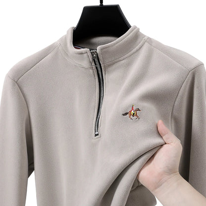 Men’s Stand Collar Zip Pullover – Smart Casual Fleece Sweatshirt Autumn 2025