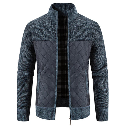 Loom & Soul Men’s Checkered Knit Fleece Jacket – Luxury Hooded Winter Cardigan
